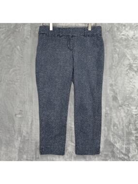 Ann Taylor Loft Pants Womens 2 Petite Marisa Riviera Pant Blue Dot Flat Front